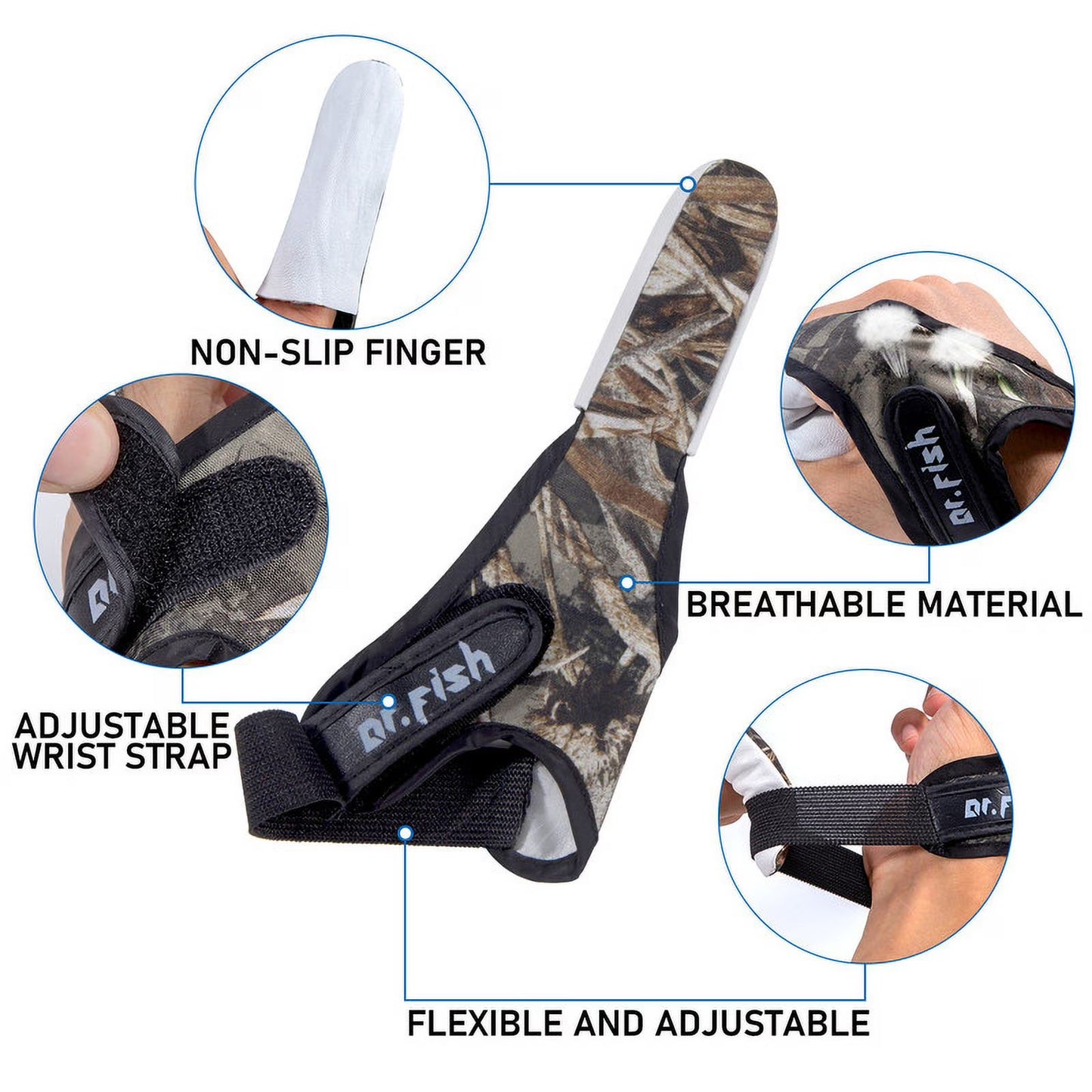 Dr Fish Finger Guard - Camo Sheepskin Tip
